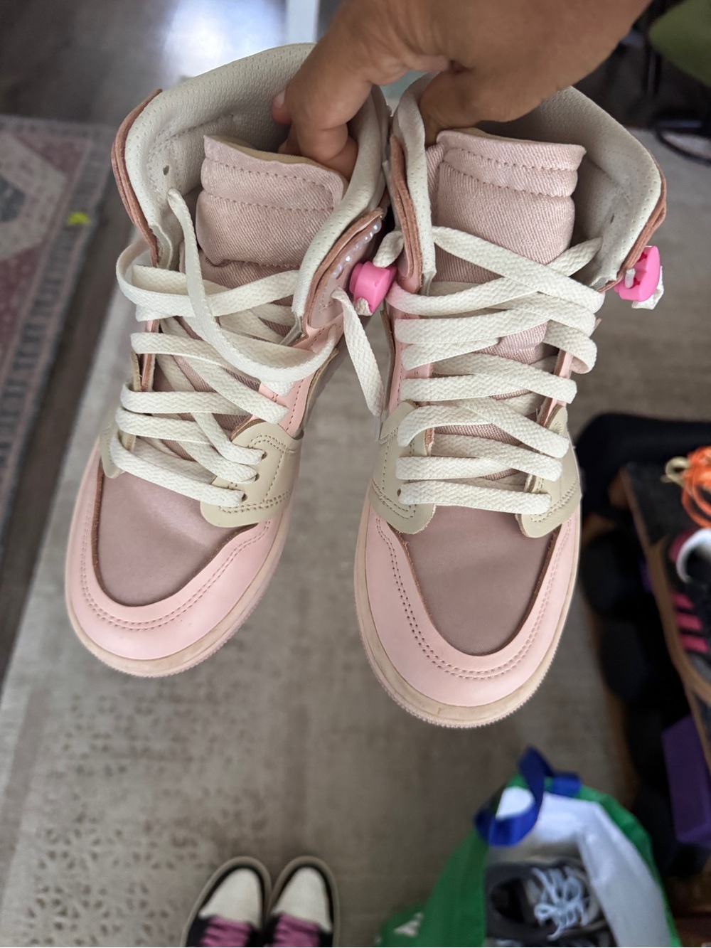 Jordan 1 method of Make Pink Satin, Cream, Gems
